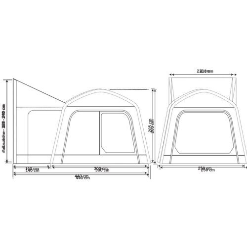 Outdoor Revolution Movelite Tail Bus Tent - W250xD400 / H180-240cm