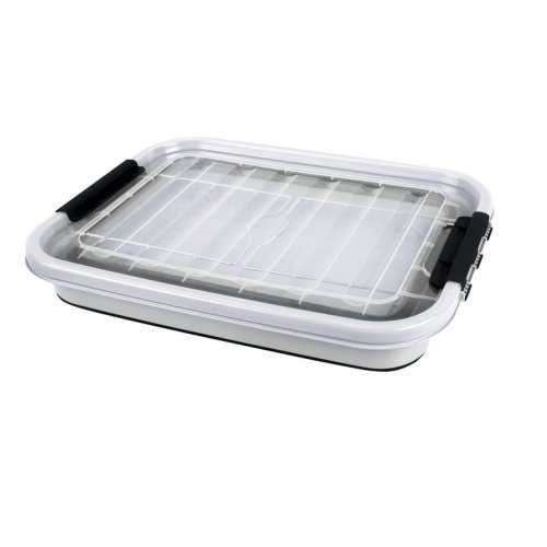 Storage box 65l foldable with lid and rolls, 72 x 53 x 10 / 31cm