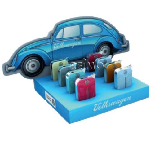VW Collection lighters, display, VW Beetle front, 8 pieces in 4 colors