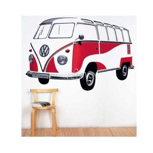 VW Collection VW Bulli wall tattoo, Samba classic red, 180x120cm