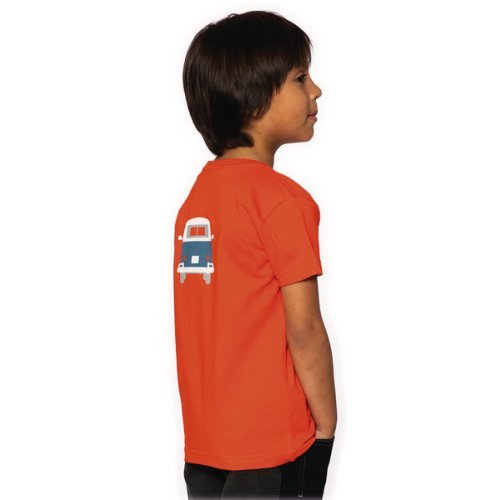 T-Shirt KIDS "Bulli Front "VW, size 104/110, 100% cotton tomato red