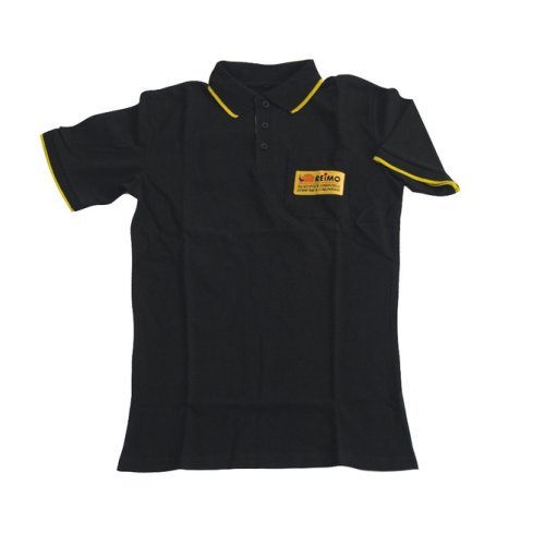 Reimo ladies polo shirt with company logo on breast pocket and R}corners size M