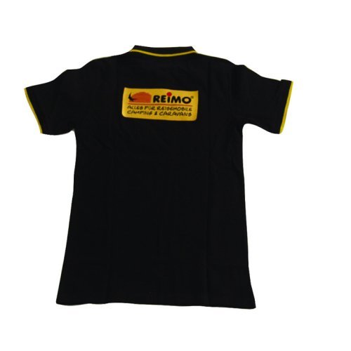 Reimo ladies polo shirt with company logo on breast pocket and R}corners size M