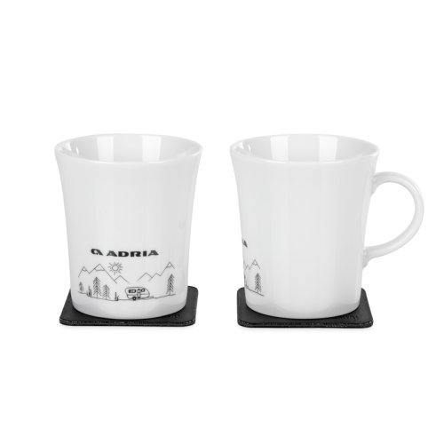 ADRIA porcelain magnetic handle cups "WOHNWAGEN"