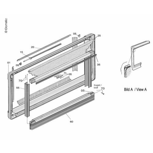 Set of parts inner frame grey Set of parts inner frame Seitz S5 window grey