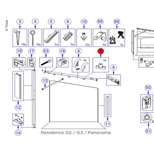 Nut knob M6 Grey Safari Residence - 3 pieces