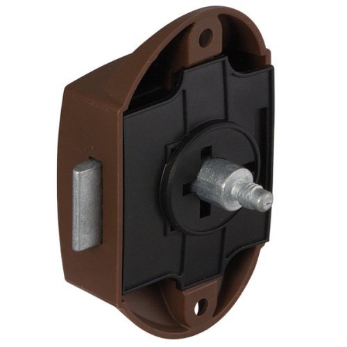 Push-Lock screw-on deadbolt lock - Can be operated from one side - Brown
