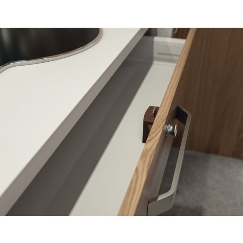 Push-Lock screw-on deadbolt lock - Can be operated from one side - Brown